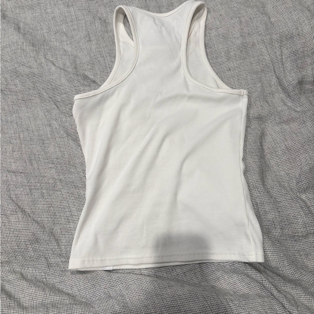 Under Armour Women's White Ribbed Racerback Tank - Picture 3 of 3